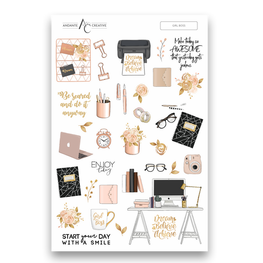 Girl Boss Decorative Sticker Sheet