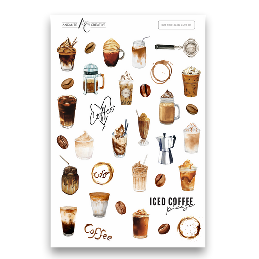 Iced Coffee Decorative Sticker Sheet