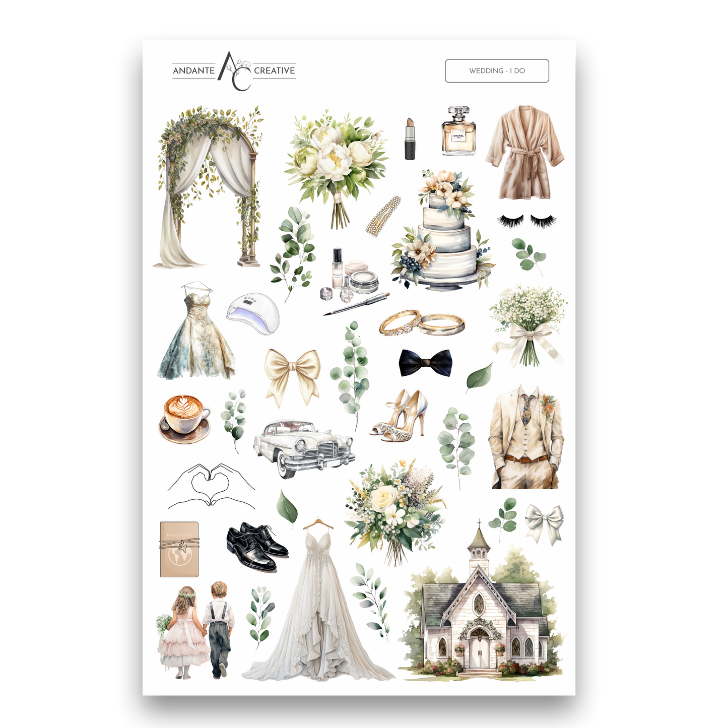 Wedding - I Do Decorative Sticker Sheet