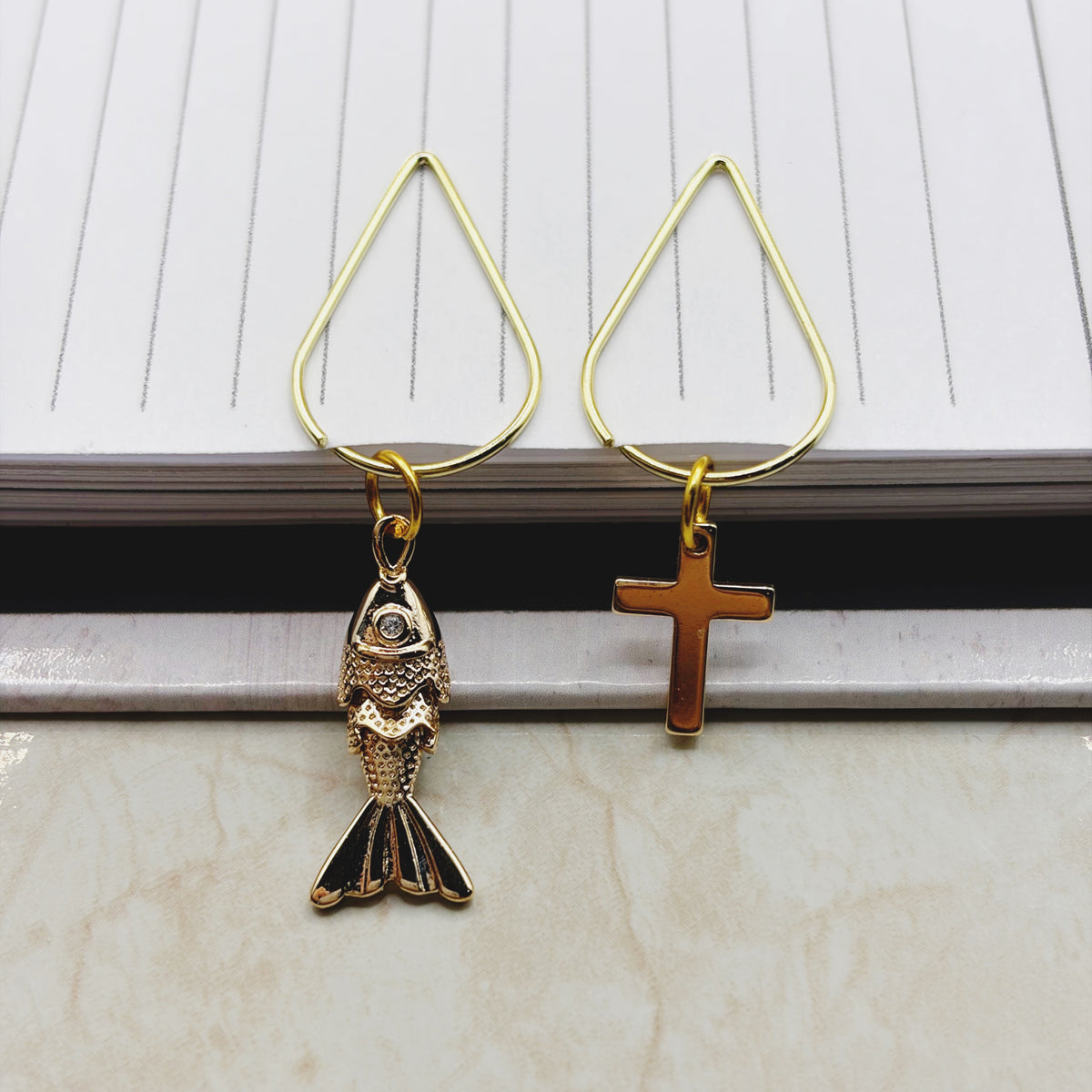 Fish & Cross Duo - Elegant Planner Bookmark Charms