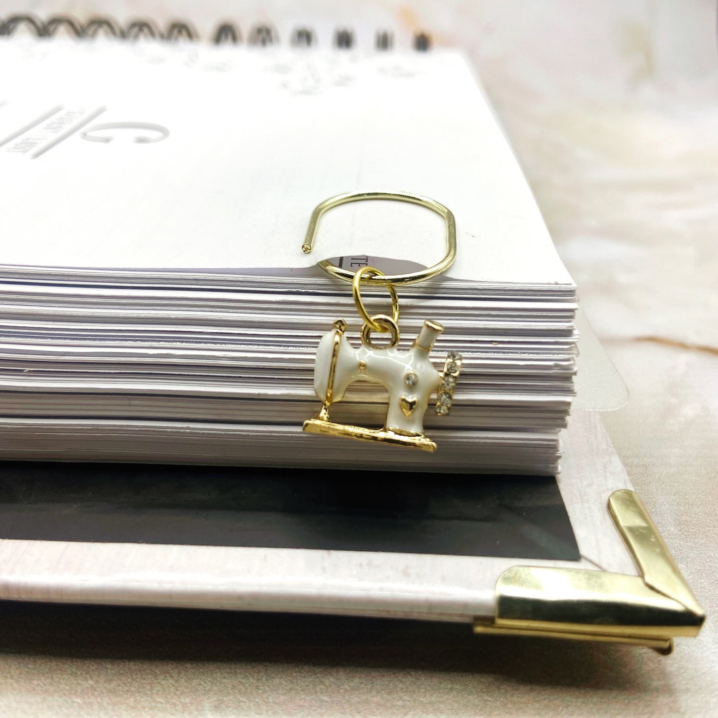 Sewing Machine White Planner Bookmark Charms