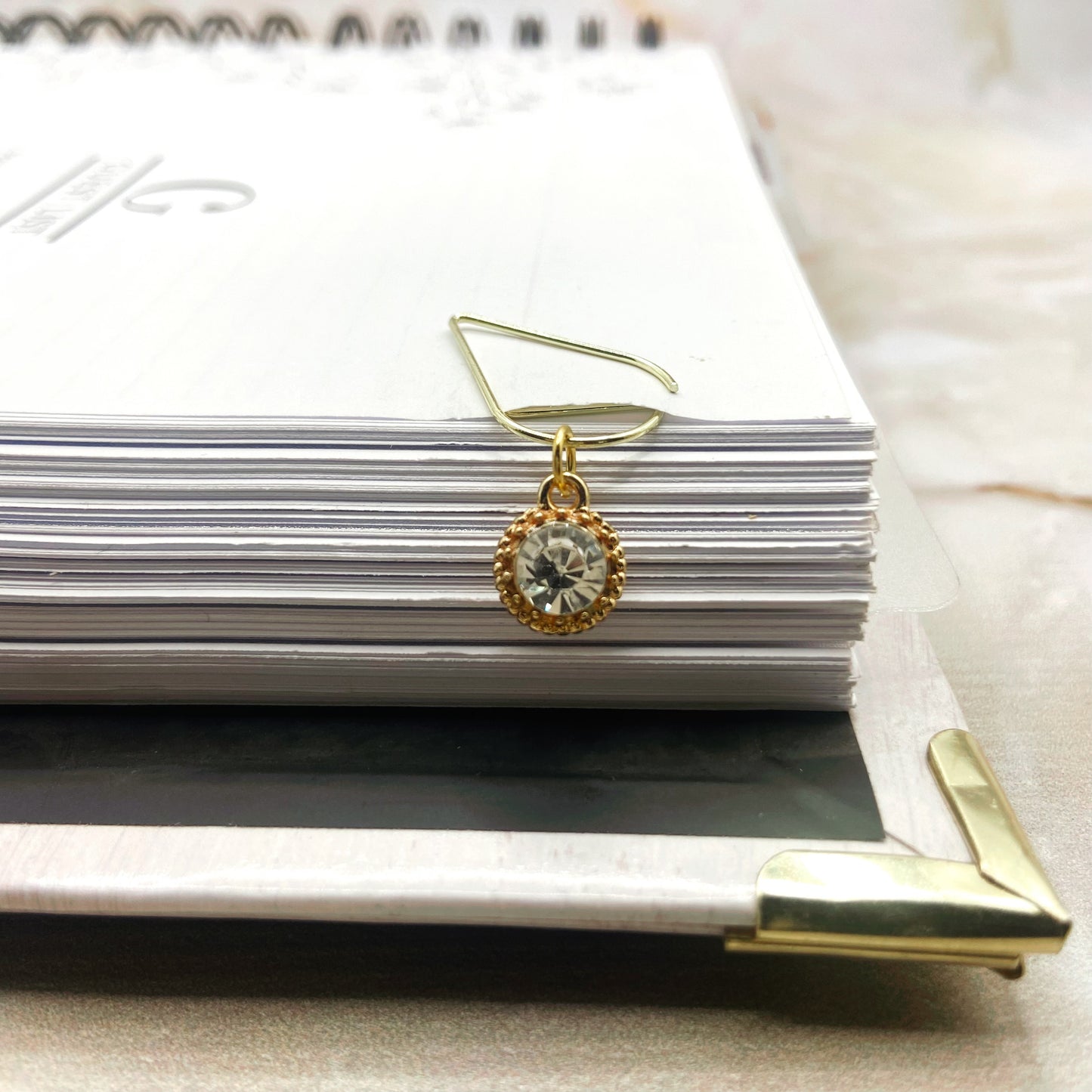Rhinestone Round Planner Bookmark Charms