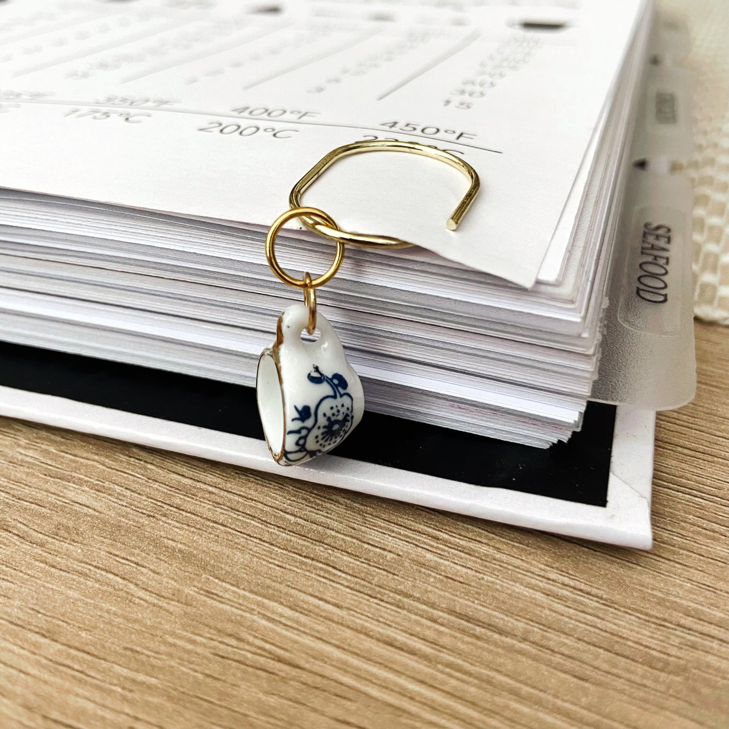 Blue Floral Teacup Planner Bookmark Charms