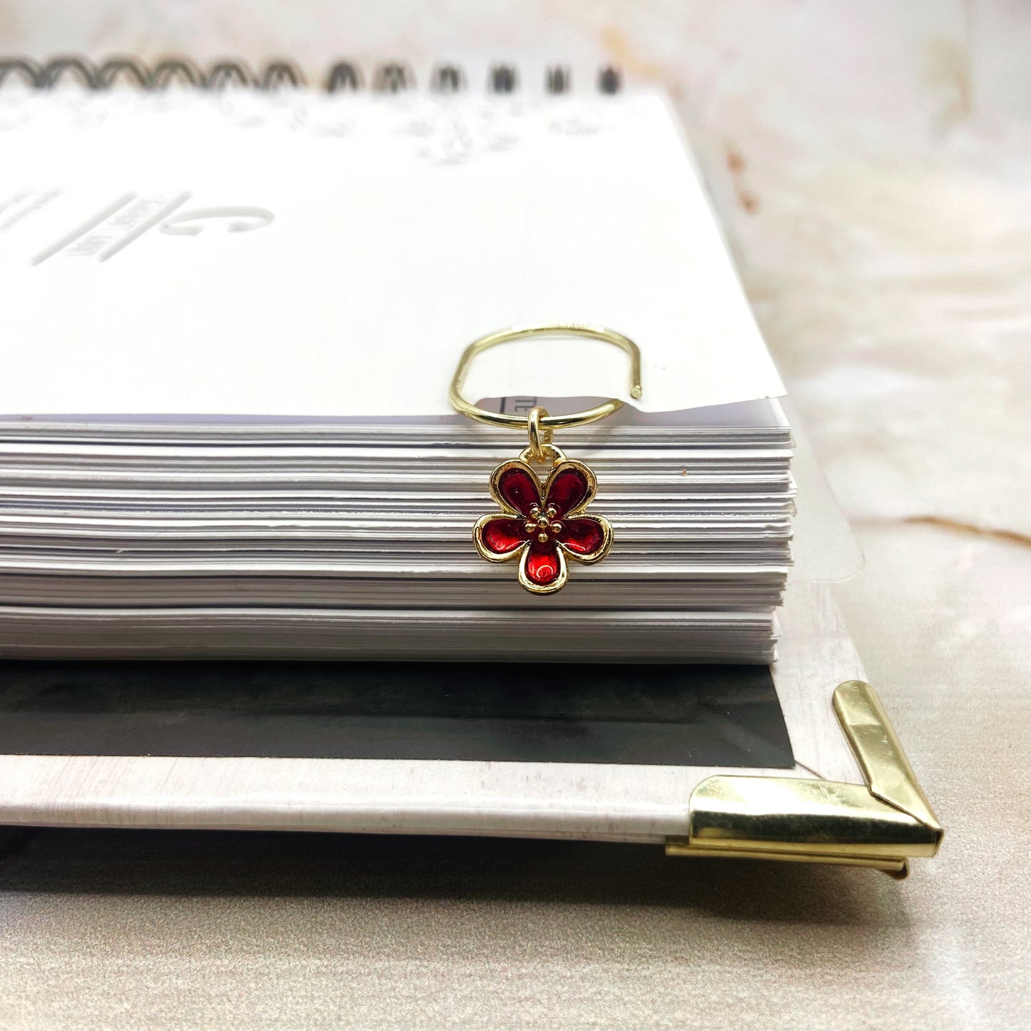 Forget Me Not Petals 3D Red Planner Bookmark Charms