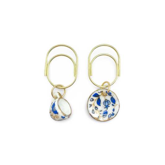 Botanical Blue Teacup & Saucer Planner Bookmark Charms