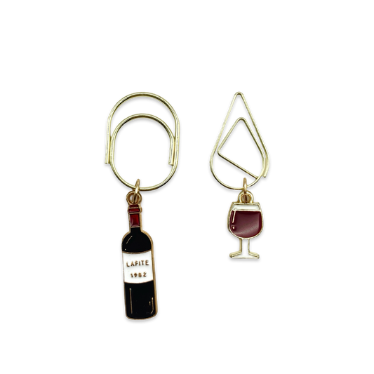 Wine Bottle & Wine Glass Duo Planner Bookmark Charms