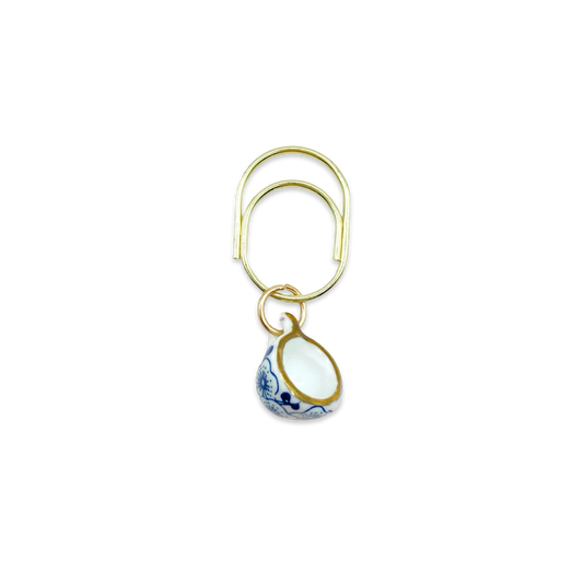 Blue Floral Teacup Planner Bookmark Charms