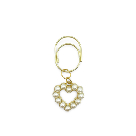 Pearl Heart Cluster Planner Bookmark Charms
