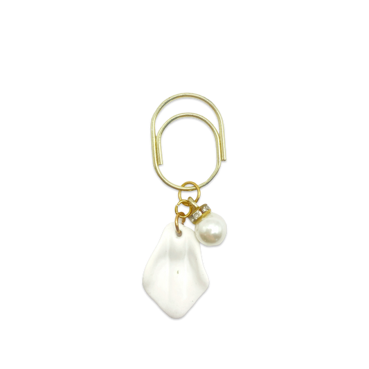 White leaf Pearl Planner Bookmark Charms
