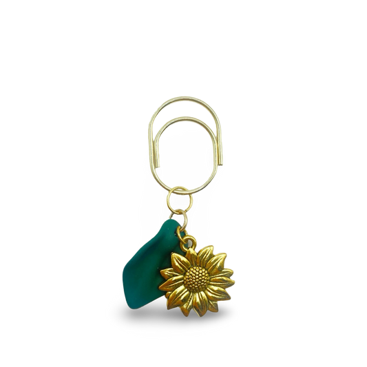 Sunflower Green Petal Planner Bookmark Charms