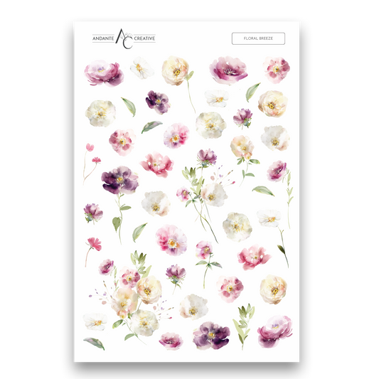 Floral Breeze Floral Sticker Sheet
