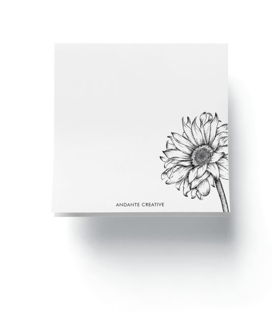 Gerbera Daisy Notepad (Black & White)