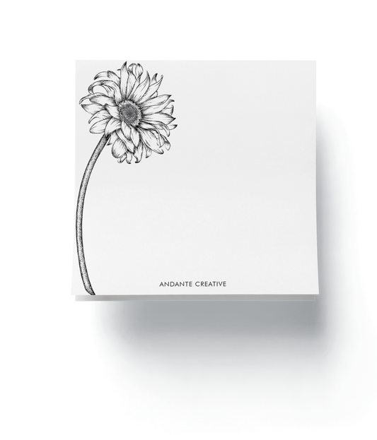 Gerbera Stem Notepad (Black & White)