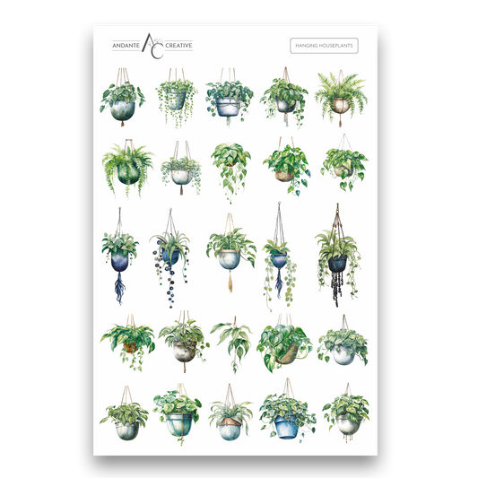 Hanging House Plants Floral Sticker Sheet