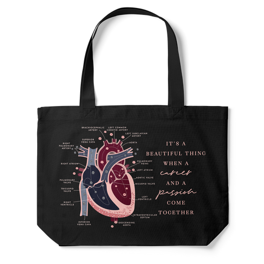 Heart Anatomy Tote Bag (Black)