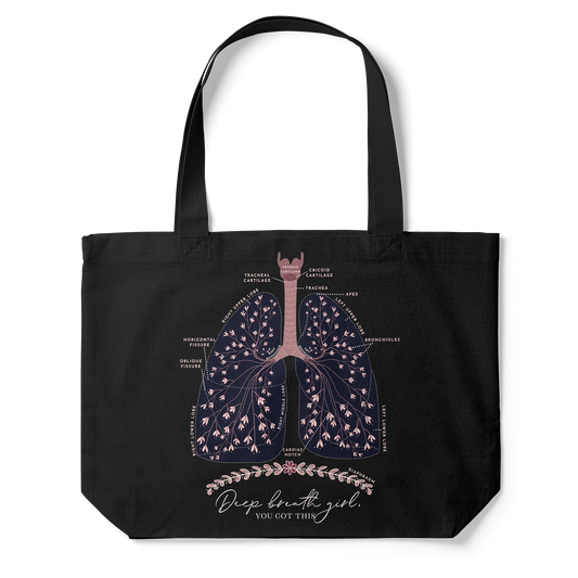 Lung Anatomy Tote Bag (Black)