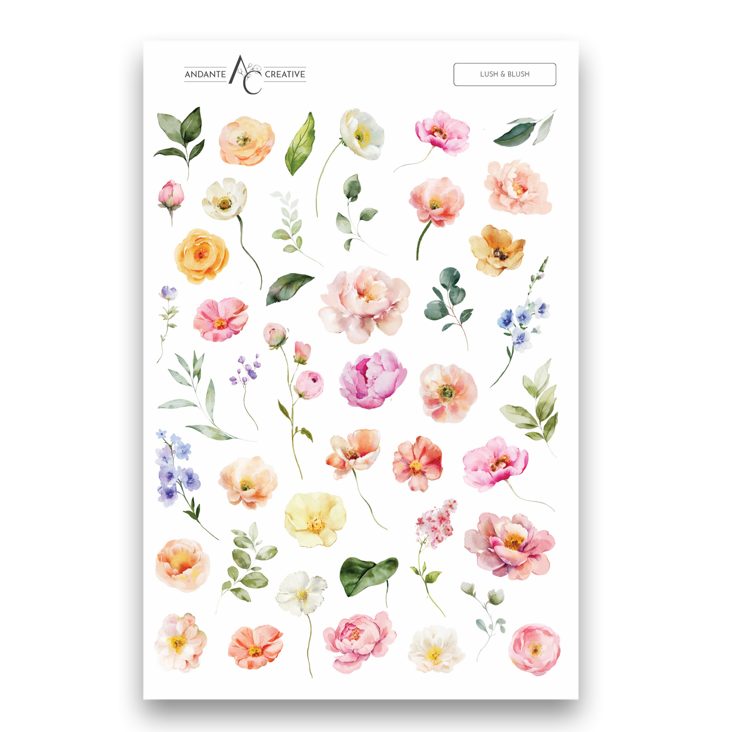 Lush & Blush Floral Sticker Sheet