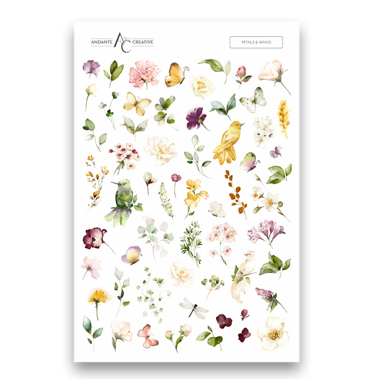Petals & Wings Floral Sticker Sheet