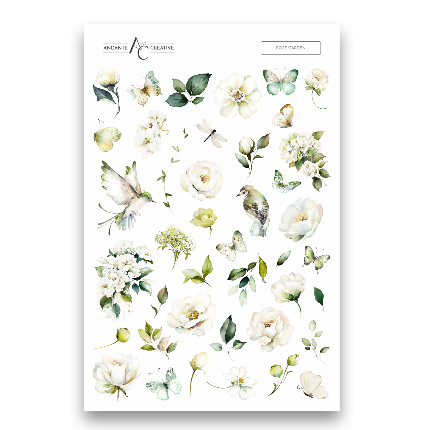 Rose Garden Floral Sticker Sheet