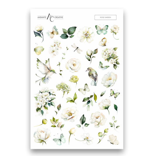Rose Garden Floral Sticker Sheet