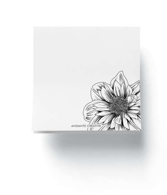 Collarette Dahlia Notepad (Black & White)