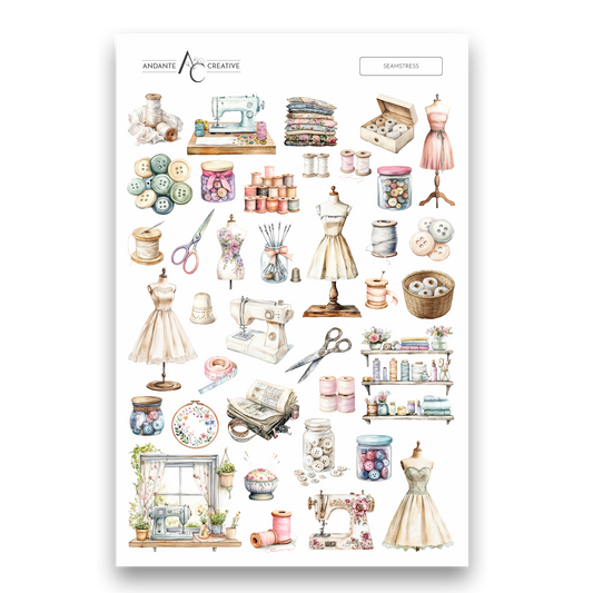 Seamstress Decorative Sticker Sheet