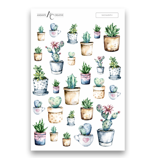 Succulents Floral Sticker Sheet