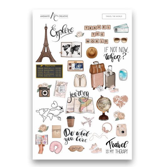 Travel the World Decorative Sticker Sheet
