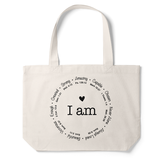 I Am - Scripture Tote Bag (Taupe)