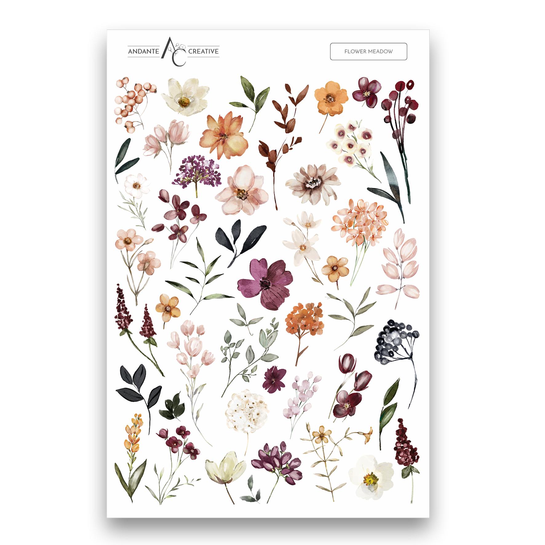 Spring Sticker Meadow Meadow Floral Sticker Sheet – Andante Creative